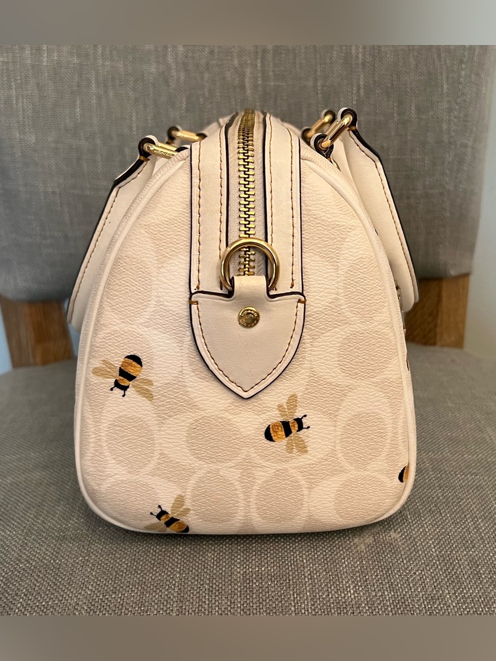 Coach Rowan Satchel Bag in Signature Canvas With Bee Print - Picture 6 of 16